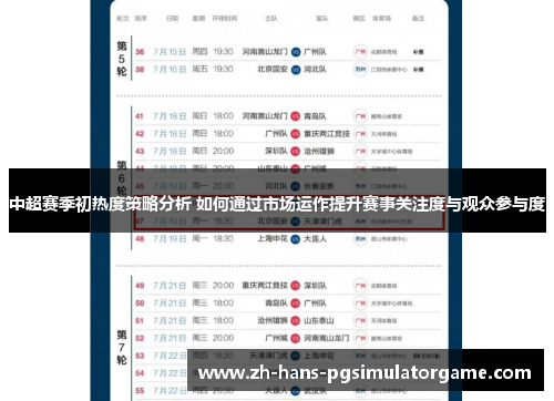 中超赛季初热度策略分析 如何通过市场运作提升赛事关注度与观众参与度